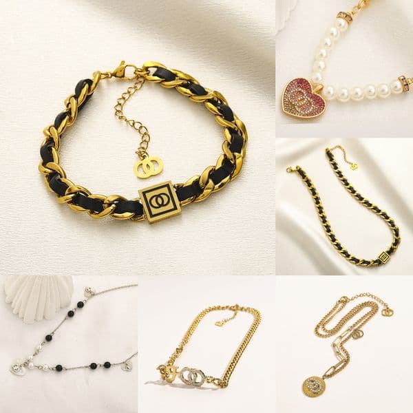 Women for Steel Necklaces Designer Stainless Letter Rhinestone Crystal Pearl Senior Circle Necklace Exquisite Luxury Jewelry Accessories Gifts