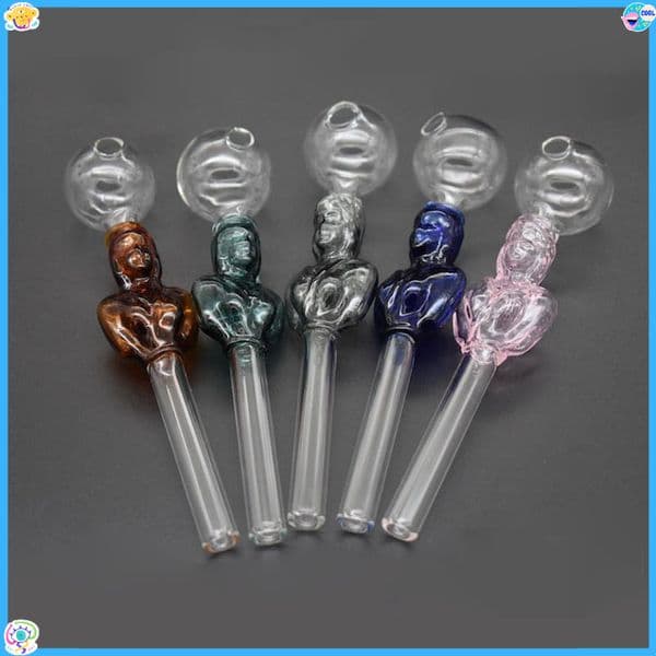 Wholesale 14cm Beautiful Pyrex Thick colorful Glass Oil Burner Clear Glass Oil Burner Glass Tube Oil Burning Pipe smoking pipes
