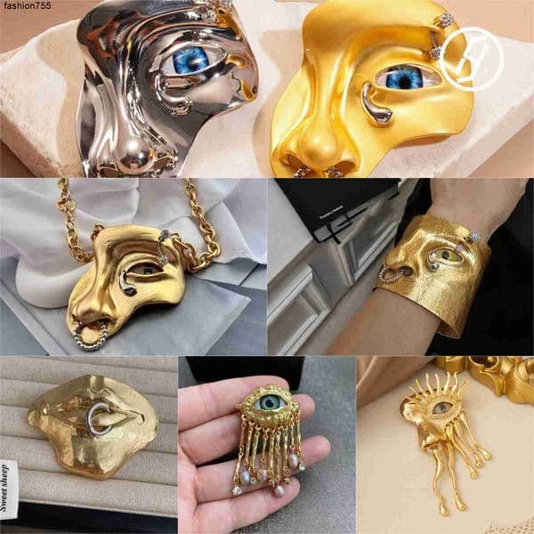 Pendant Necklaces Devils Eye Necklace Tassels Earring Three-Dimensional Features Nose Bracelet Brooches Pins Fashion Show Heavy Industry High Quality