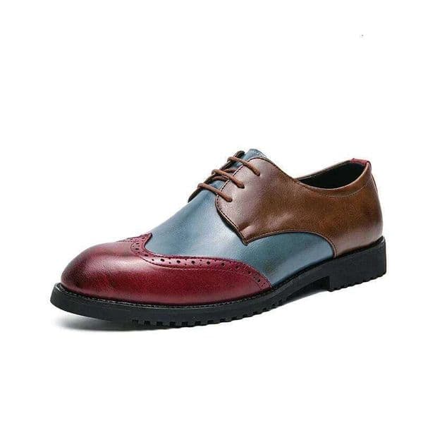 New Leather bright face breathable non-slip dress business casual men lace-up stitching leather men's shoes