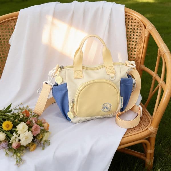 Women's Fashionable Canvas Handbag Versatile Colorblocked Messenger Bag Ideal for Everyday Use Multicolored Womens Tote for Traveling Durable Cotton Backpack