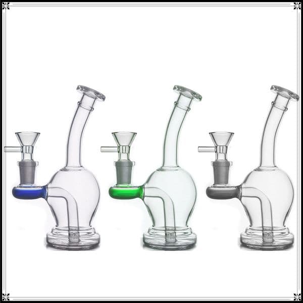 Wholesale cheap Glass bongs Hookah Water pipes glass Bubbler with 14mm male Smoking tobacco Bowl Thick beaker water bongs
