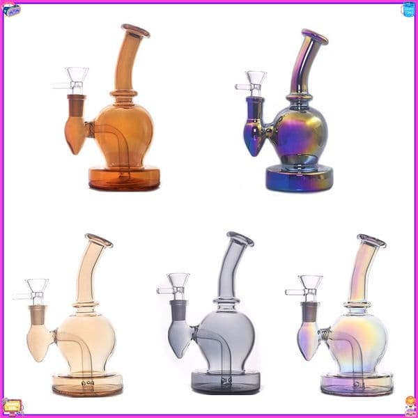 Wholesale Colorful Glass bongs Hookahs Water pipes glass Bubbler 14mm Smoking oil burner banger or tobacco Bowl Thick beaker water bongs Accessory