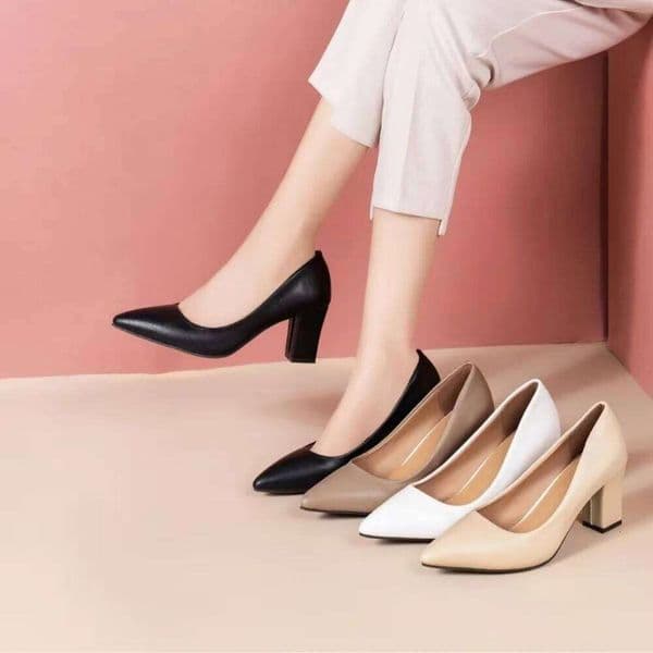 Minimalist Fashion Pumps Thick Heel New Pointed Toe Shallow Mouth Sexy Elegant Daily Women's Single Shoes