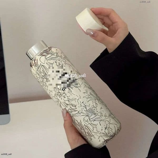 Retro Plant 316 Stainless Steel Insulated Water Cup -500ml Large Capacity Insulated Bottle VIP Gift-5487