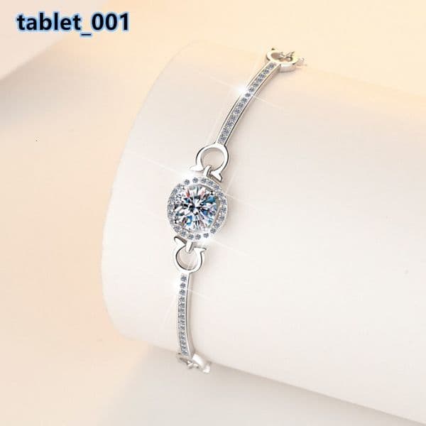 1ct Moissanite S925 Sterling Silver Bracelet Moissanite Simple Womens Bracelet Valentines Day Gift Mothers Day Gift for Girlf