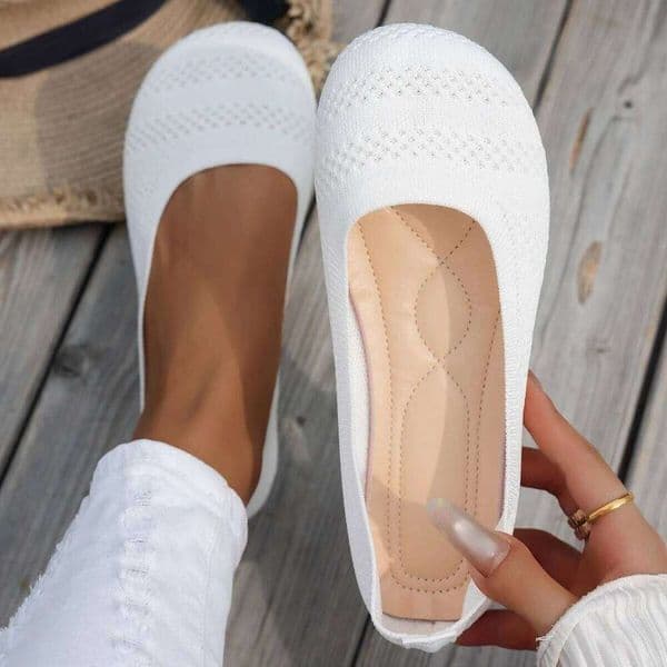 Comfortable Big-Head Round-Toe Flat Knitted Shoes, Korean-Style Versatile Women's Single Shoes