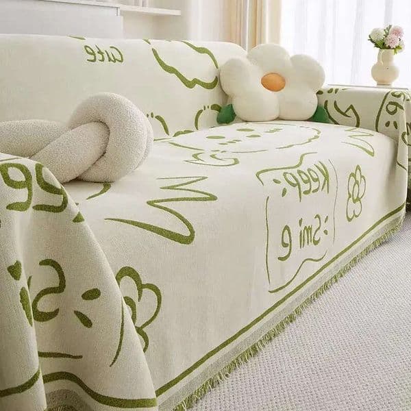 Bear VIKAMA Cartoon Printing Towel Non Slip Washable Living Room Universal Sofa Cover Four Seasons Applicable Stain Resistant Easy Care