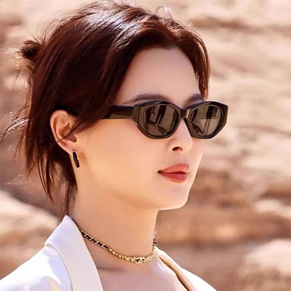Xin Zhilei Same Style Cat Eye for Women High-End Trendy Retro Narrow Frame 2024 New UV Protection Sunglasses