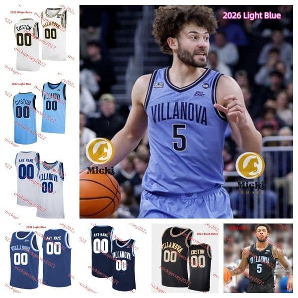 Zion Stanford Villanova Basketball Jersey 2 Bryce Lindsay 6 Tafara Gapare 7 Malachi Palmer 21 Nico Onyekwere Custom Stitched Villanova Wildcats Jerseys
