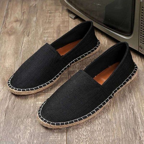 Comfortable Lazy Soft Slip-on Trend Casual Men New Hand-stitched Sole Shoes Large Size Straw Woven Linen Canvas Shoe