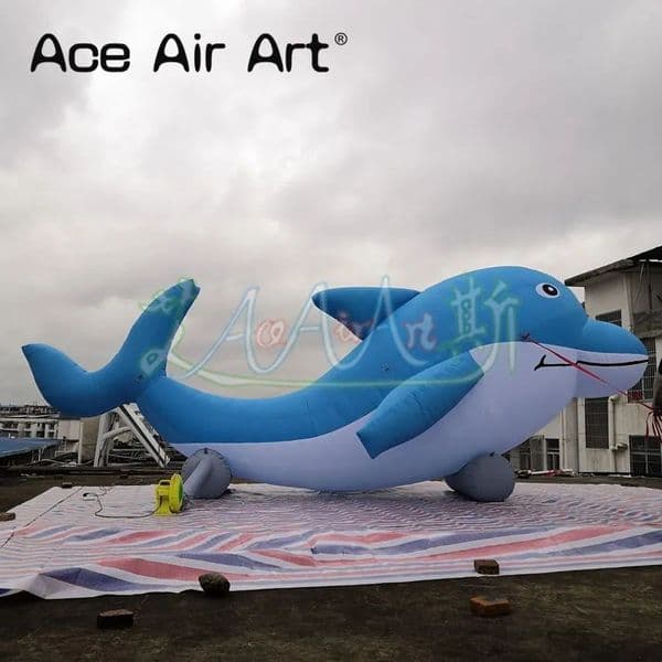 12m length (40ft) Blue And White Outdoor Event Advertising Gaint Inflatable Dolphin Model Inflatable Animal For Aquarium/Zoo Promotion