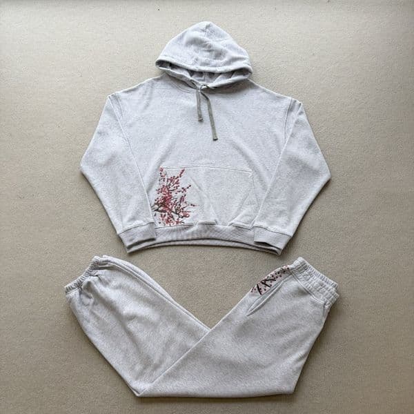 Grey Hoodie Men's and Women's Street Wear Autumn and Winter Fashion Pants