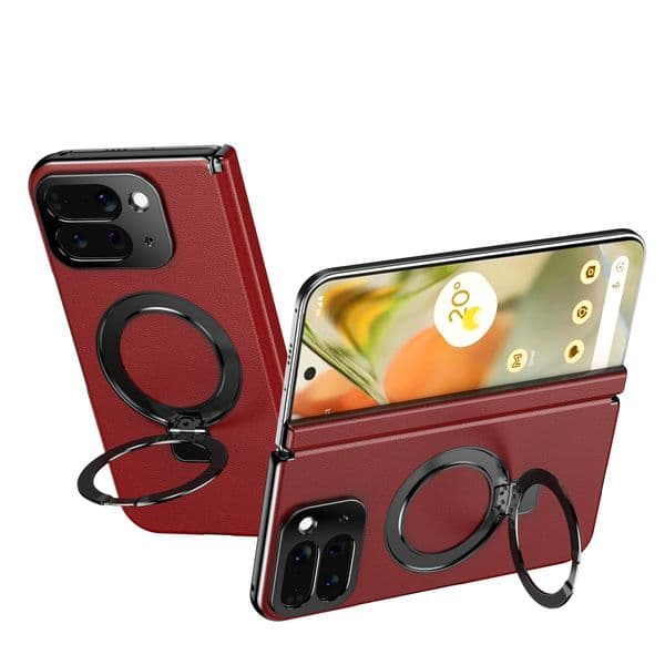 Phone Case For Google Pixel 10 Pro Fold Hinge Protection Alloy Ring Bracket Rotation Magnetic Cover With Glass Film Support Wireless Charging