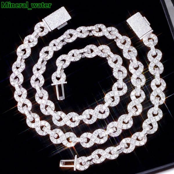 RTS 100 Pass Tester Infinite Chain VVS Moissanite Diamond 13mm Sterling Silver CubanLink Chain Rapper Fashion Hip Hop Necklace