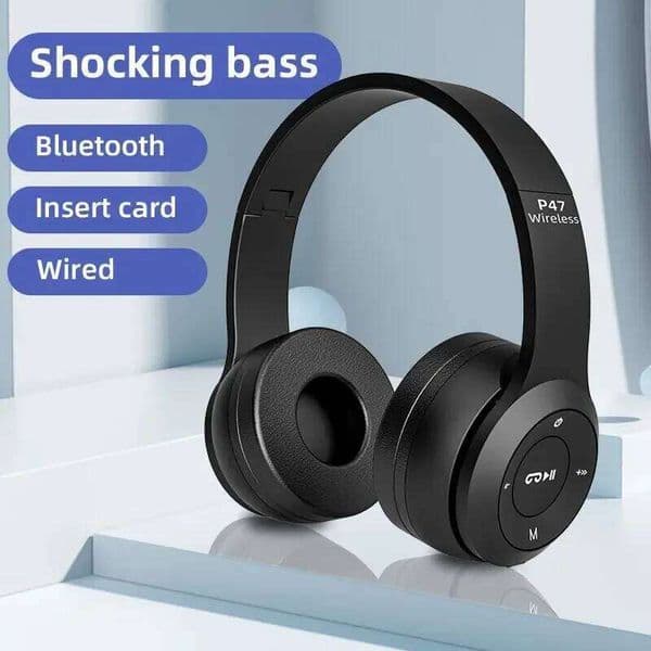Foldable P47 Wireless 50 Headphones HIFI Stereo Bass Earphones for Music Gaming Kids Girls Smartphone Audio Device 26W0310