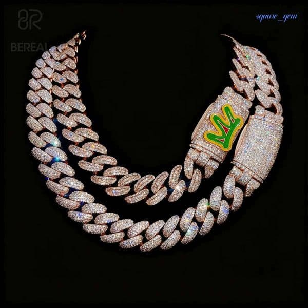 Hip Hop Style Vvs Moissanite Link Necklace Custom Iced Out 925 Silver Diamond Cuban Chain Bracelet Fine Men Jewelry