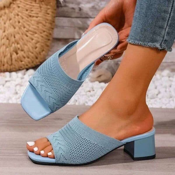 2025 Luxury Summer Outdoor Casual Women Shoes Open Toe Soft High Heels Mules Sandals Big Size Zapatos De Mujer