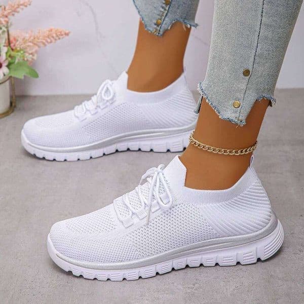 Sneakers Autumn New Round Toe Lace-Up Mesh Breathable Soft Sole Anti-slip Wear-resistant Low-top Single
