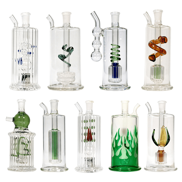 Mini 4.7Inches Water Bubblers Glass Pipes with 10mm Male Oil Burner Smoking Hand Pipe Hookahs Recycler Travel Using Bongs