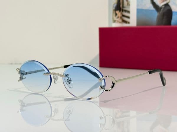 Sunglasses For Men Women Summer 0920 Popular Designer Stylish Outdoor Catwalk Leisure Style Anti Ultraviolet UV400 Plate Oval Frameless Glasses Random Box