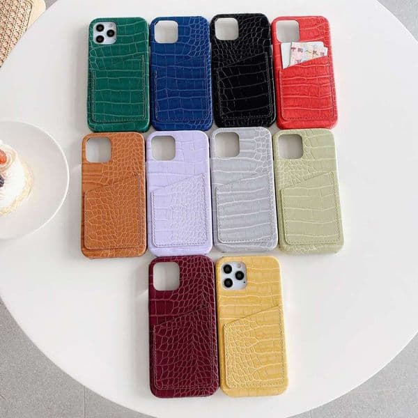 Crocodile pattern card slot suitable for Apple 17 Pro Max protective cover iPhone 14/11/X phone case