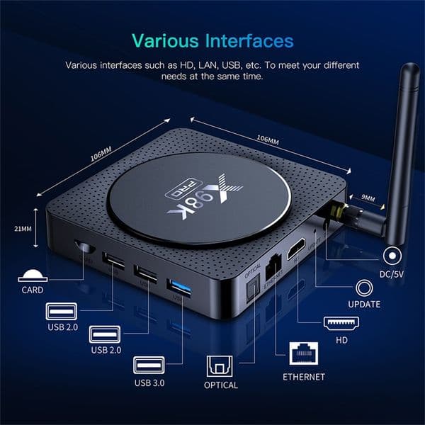 Android TV Box Quad Core ARM Cortex A55 RK3566 X98K PRO Support 2.4G and 5G 1000M Ethernet smarters BOX