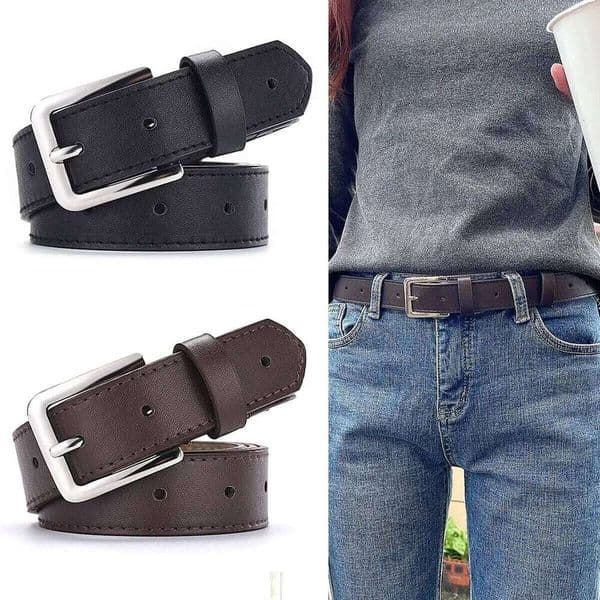New 1pc Women's Fashion Rectangle Buckle High Grade Soft PU Leather Trend Paired with Coat Jeans Lady Belt H260310