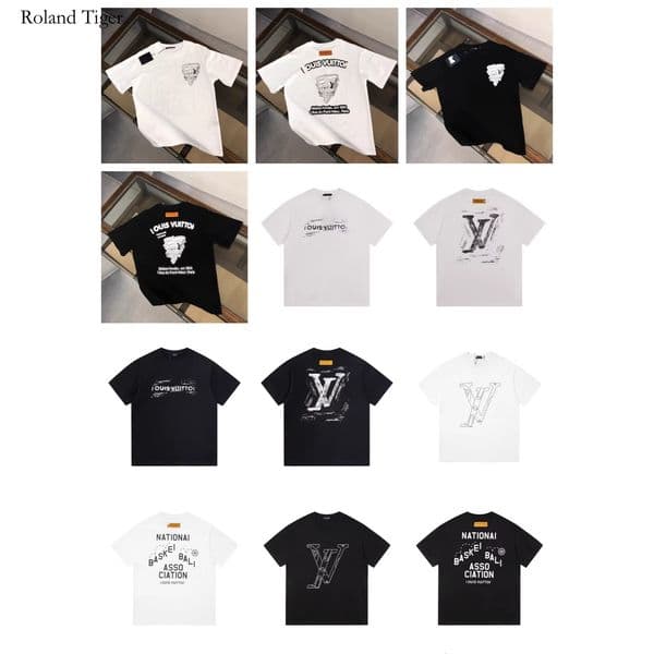 Designer, Luxury Cross-border high-end version of LV's 2025 trendy summer print collection, loose-fitting unisex short-sleeve casual T-shirts
