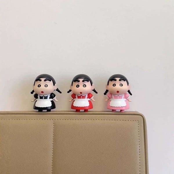 3 styles Anime maid outfit Crayon Shin-chan kawaii Car decoration Action Figure PVC Model Toys doll Desk Decor Collectible Gifts X260304