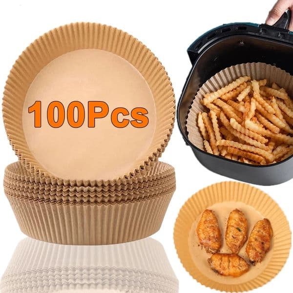 100Pcs Air Fryer Disposable Paper Non-Stick Airfryer Baking Papers Round Air-Fryer Paper Liners Paper Kitchen Accessories