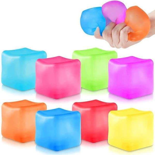 5.5CM Pack Squishy Fidget Toys for Kids Dough Stress Relief Cube Pull Stretch Sensory Squeeze Cubes for Anxiety