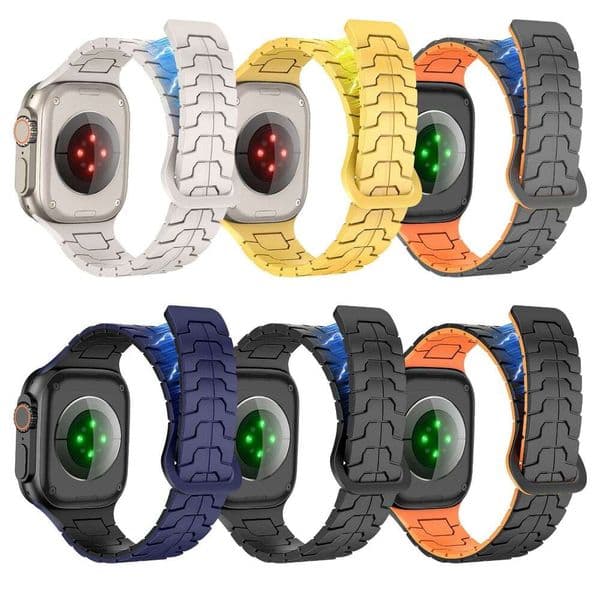 Apple Watch, Steel Dragon Scale Strap iwatch110987, Color-Contrast Magnetic Silicone Strap, Cross-Border