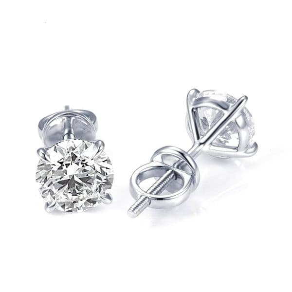 Ready to Ship MSE-880 Good Price 9K White Gold Round Cut Lab Grown Diamond Stud Earrings