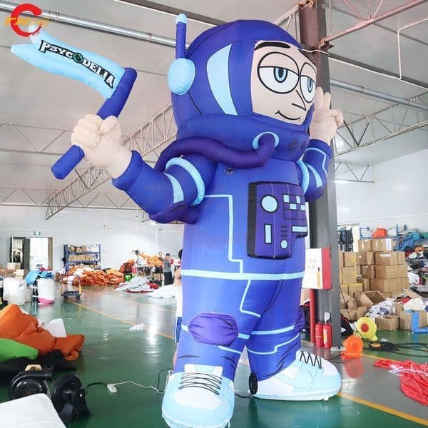 Free delivery Blue inflatable astronaut with glasses inflatable Spaceman model cartoon with air blower for sale