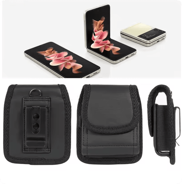 Flip Phone Pouch Bag Waist Holster Case with Belt Clip Cover for Samsung Z Flip 6 5 4 3 2,Motorola Razr/50/40 Ultra
