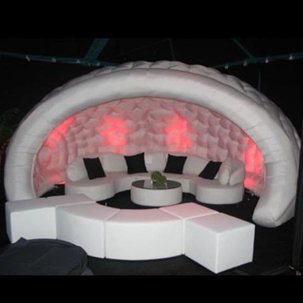 Cost-effective half inflatable dome tent with led light bar and catering Kiosk for party wedding