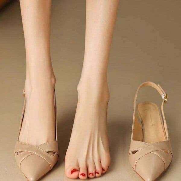 Summer Solid Color Hollow Pointed Toe Breathable Casual Fashion High Heels New Elegant Comfortable Low Heel Sandals NO:713