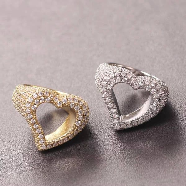 Personality Rings Summer Holiday European and American New Hollow Love Zircon Ring for Women Men Exquisite Gifts