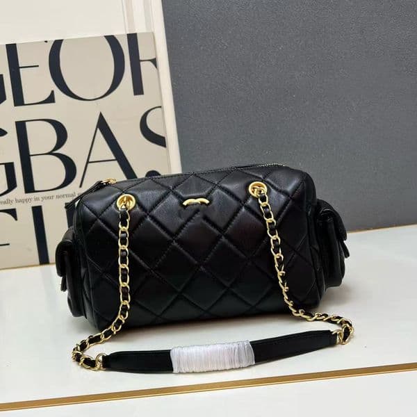 Designer Quilted Leather Handbag 25K Multi Pocket White/Pink Chic Design Stylish Diamond Lattice Shoulder Bag Fashionable Women's Purse Trendy Tote High - end Look
