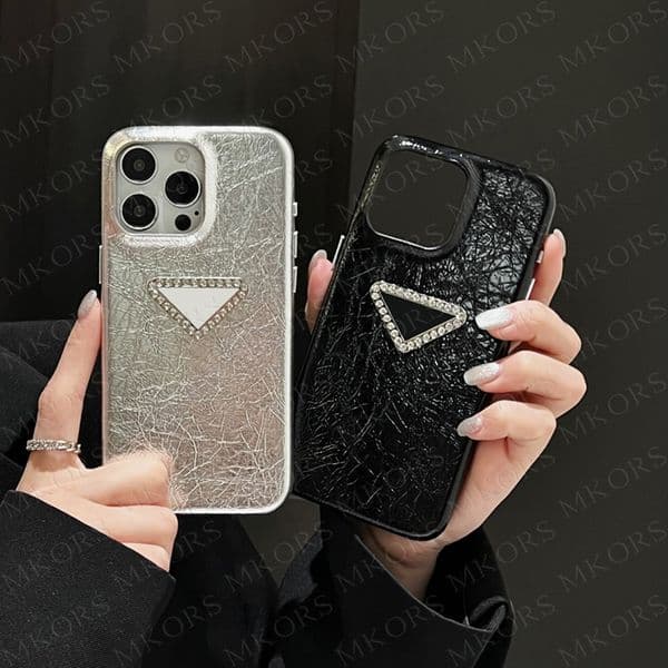 Luxury Ice Cracked Tri-angle Phone Case for iPhone 17 16 15 14 13 12 Pro Max Ultra Thin Anti-Scratch Bumper Coque Designer Cover 16pro 15pro 14pro 13pro 12pro