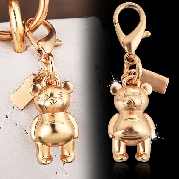 2026 new fashion Car key pendant, high-end bag accessory, golden bear, cherry, four-leaf clover, butterfly, schoolbag accessory, wholesale gold
