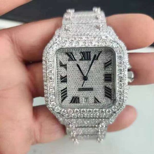 Premium Quality Fully Iced Moissanite Diamond Quartz Watch Men VVS Clarity Stainless Steel Band Japan Automatic Hip Hop Fashion