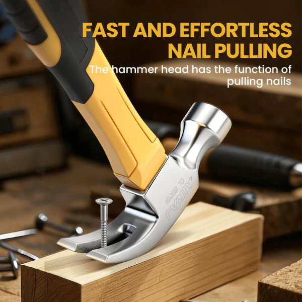 AIRAJ Octagonal Rubber Mallet & Claw Hammer with Shock Absorption Grip - Durable Toolset for Home Improvement Projects