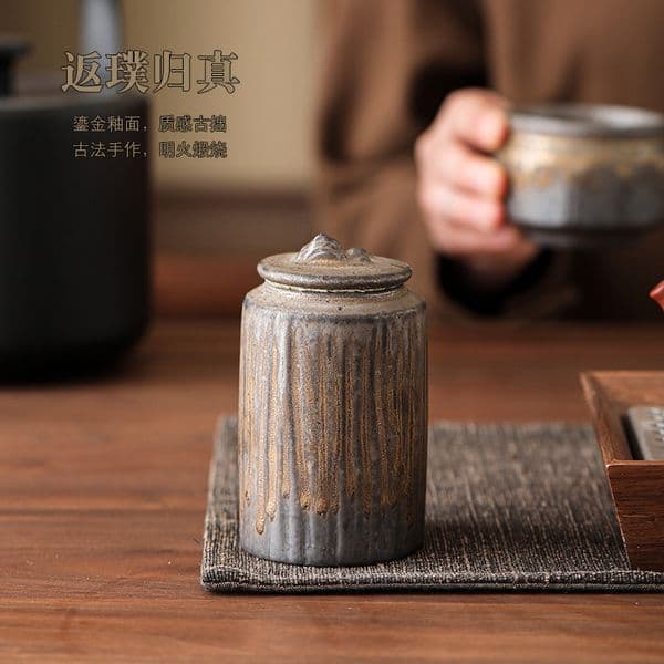 Bestseller Gilded Guanshan Sealed Ceramic Household Small Pu'er Empty Box Awakening Canister Tea Storage Container ddmySat