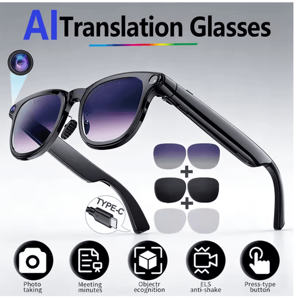 Smart Glasses 8MP HD Camera Photo Video Shooting 1200P Anti Shake Pro Imaging Bluetooth Calling AI Voice Intelligent Glasses