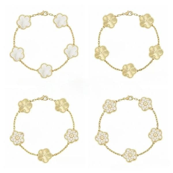 High Quality Designer Jewelry Bracelet Clover Bracelet Design 18K Gold Plated Bracelet Women Designer Bracelet Bangle