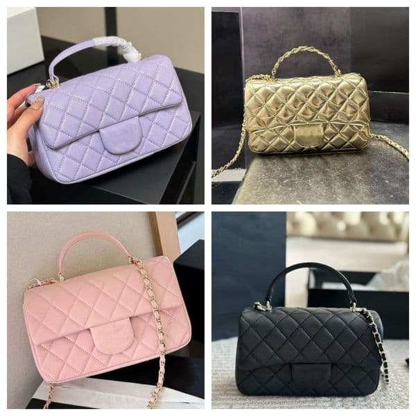 Designer Handbag Leather Cross body Bag With Handle Womens Designer Tote Bag Shoulder Bags Classic Flap Bag Casual Chain Bag Caviar Patent Leather Purse Handbag 20cm