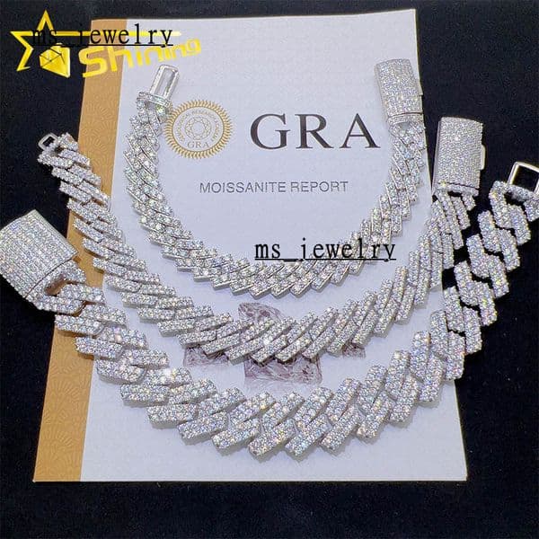 Cheap Wholesale Price Sterling Silver Iced Out Diamond VVS Moissanite Cuban Link Chain Necklace