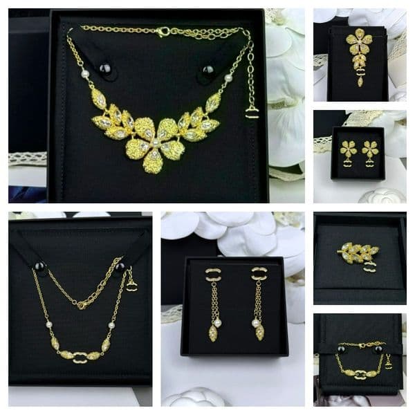New arrivals Luxury letters designer jewelry necklace choker bracelet earrings jewelry set 18k gold women tassel charm Fashion Accessories
